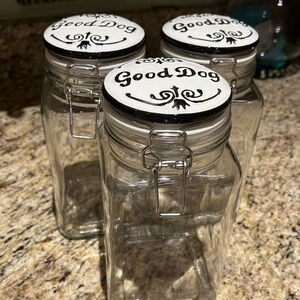 “GOOD DOG” CERAMIC TOP GLASS JARS - SET OF3